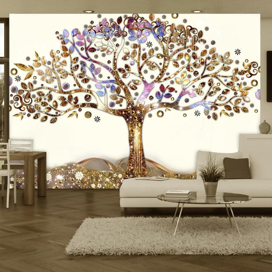 Fototapete goldener Baum auf strukturiertem Hintergrund

