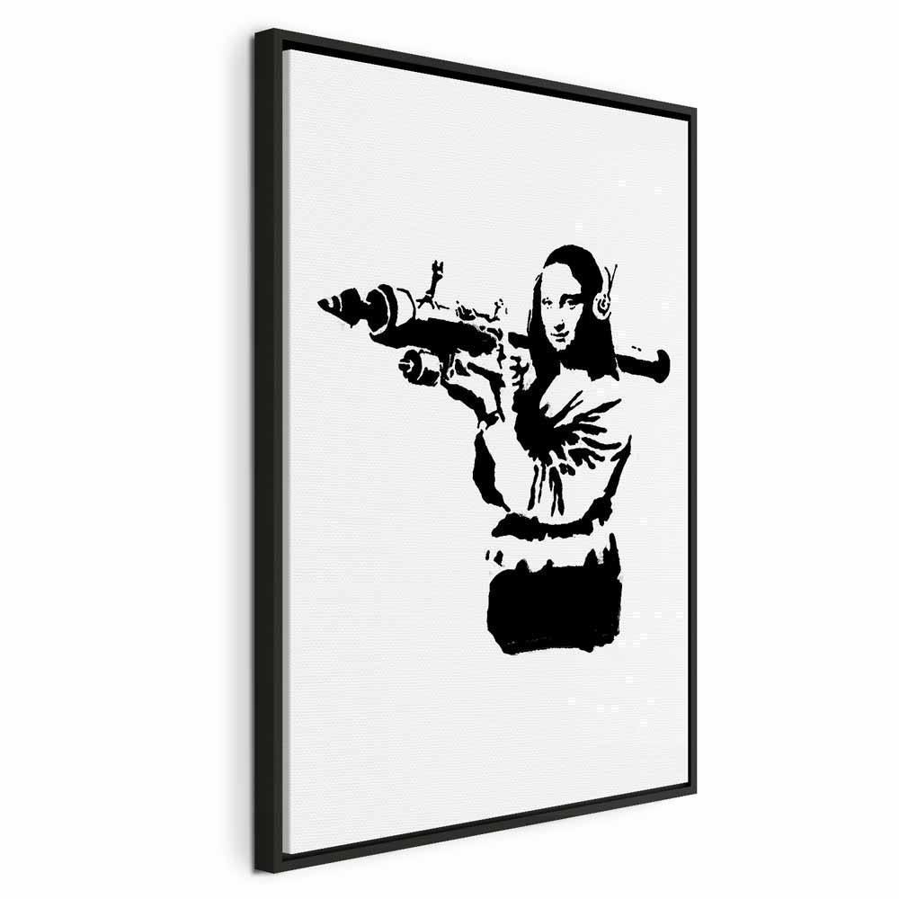 Leinwandbild - Banksy Mona Lisa with Rocket Launcher (1 Part) Vertical