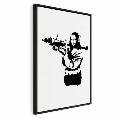 Leinwandbild - Banksy Mona Lisa with Rocket Launcher (1 Part) Vertical