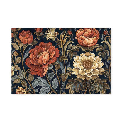 Leinwandbild - Tapestry Large Flowers Retro Floral Motif in Kilim Style