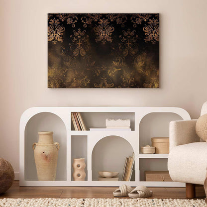 Leinwandbild - Baroque Ornaments in Patinated Gold and Browns: Retro Motif