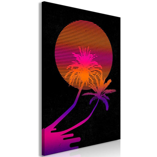 Leinwandbild - Palm at Sunrise (1 Part) Vertical Artgeist