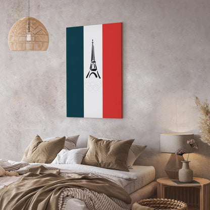 Leinwandbild - French Flag With Graphic Eiffel Tower