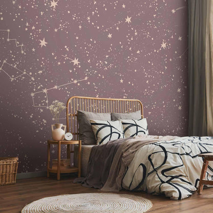 Fototapete - Night Sky - Artistic Constellations and Stars in Pastel Shades