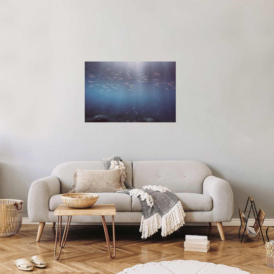 Poster Fische in der Tiefe  – Tiefsee-Fisch im mystischen Blau