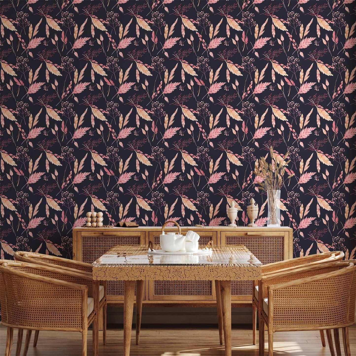 Tapete Rosa Gräser - Zarte Grashalme in sanften Rosétönen