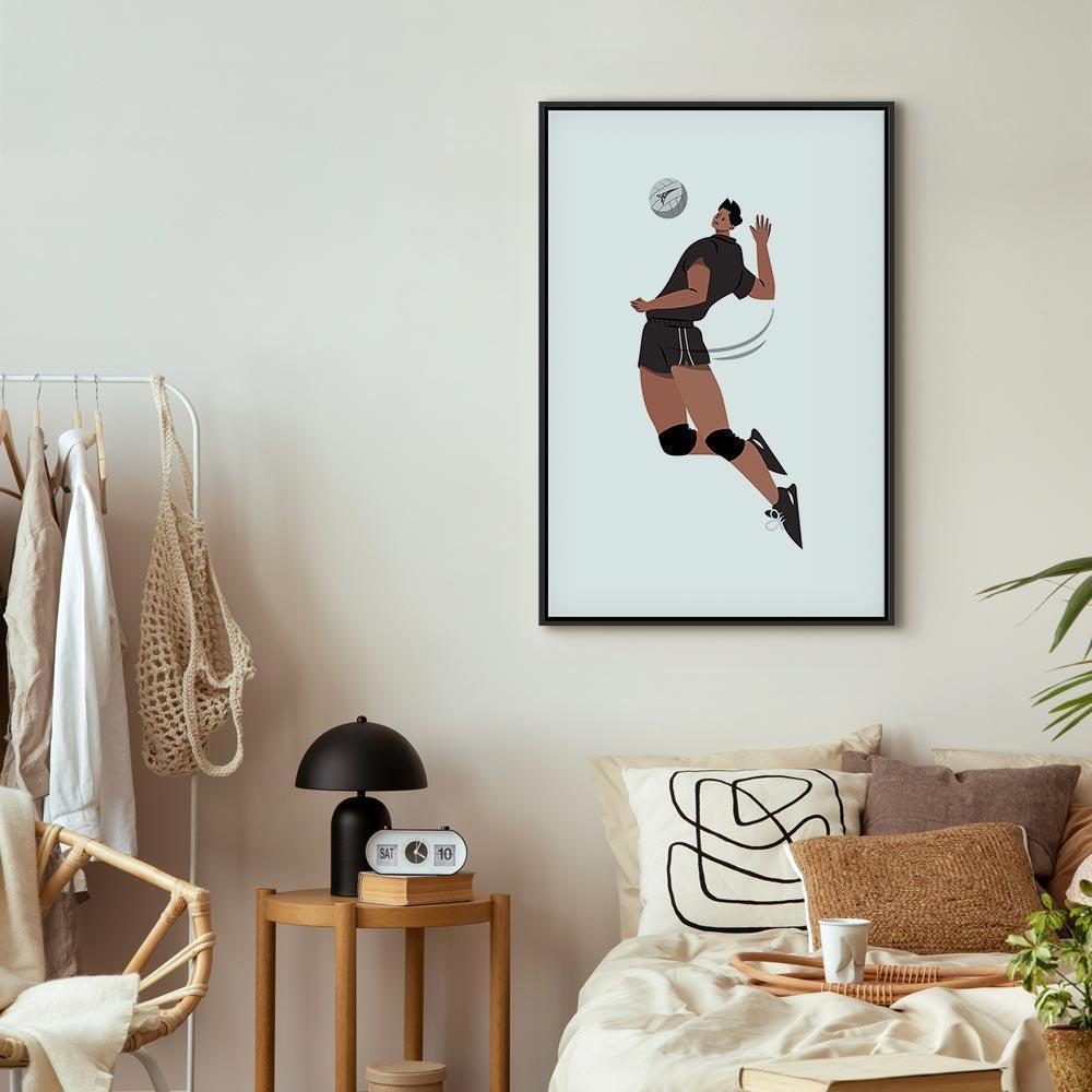 Leinwandbild - Volleyball Player on a White Background - Illustration