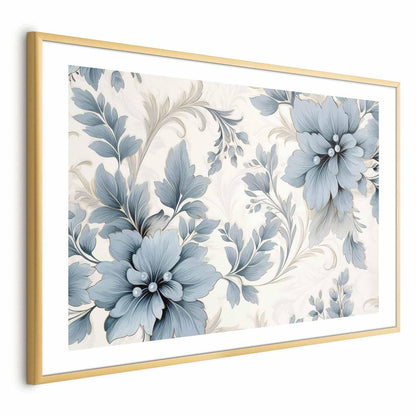 Poster - Turquoise Ornamental Retro Flowers Artgeist