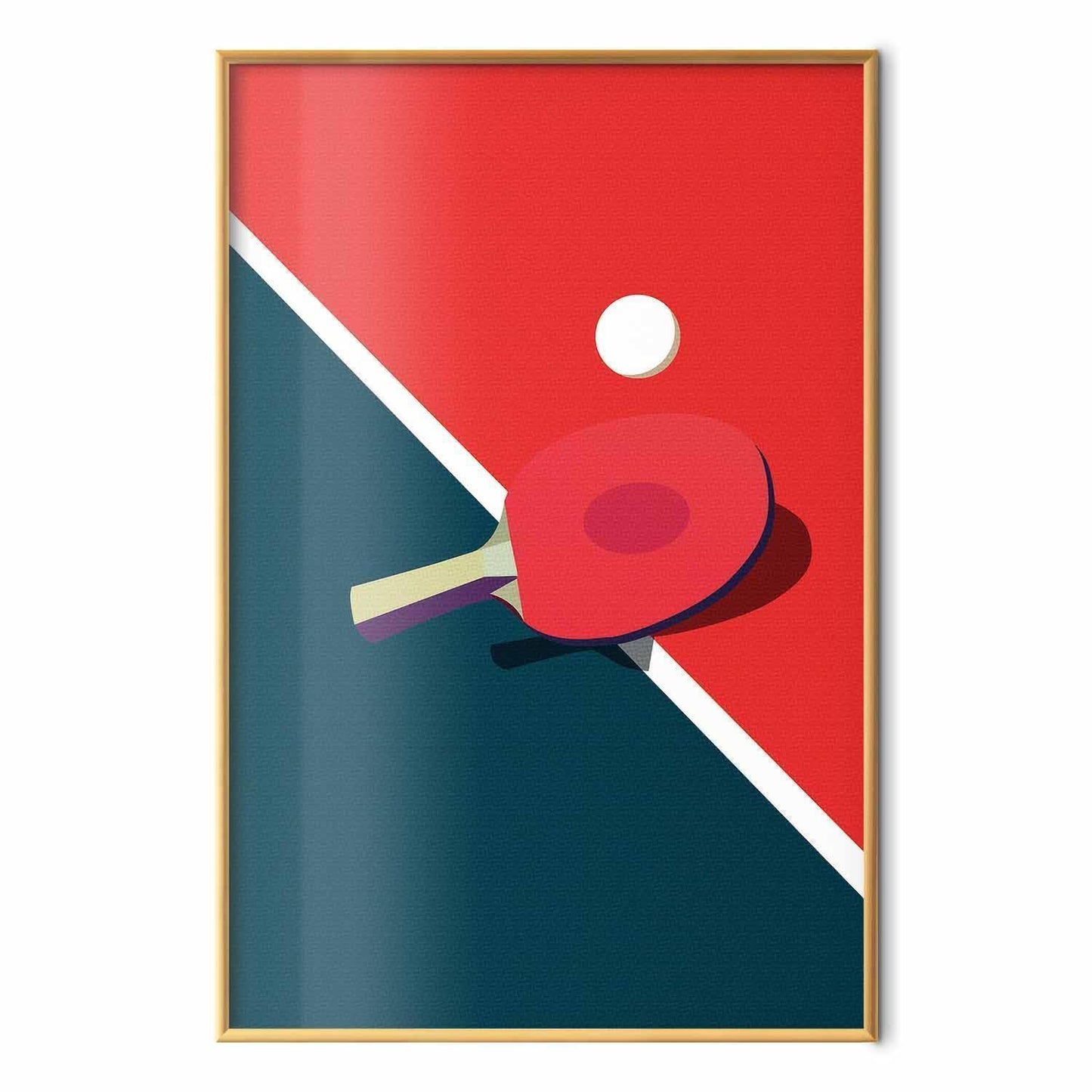 Poster - Table Tennis - Ball and Racket on a Table