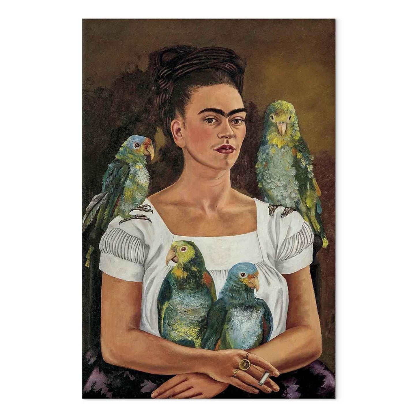 Leinwandbild - Frida Kahlo – Me and My Parrots