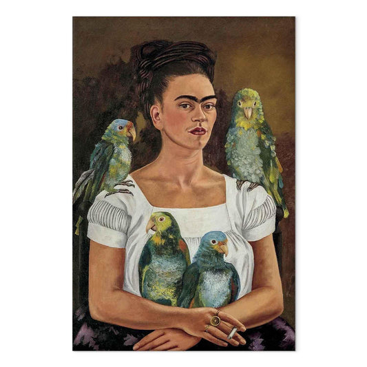 Leinwandbild - Frida Kahlo – Me and My Parrots