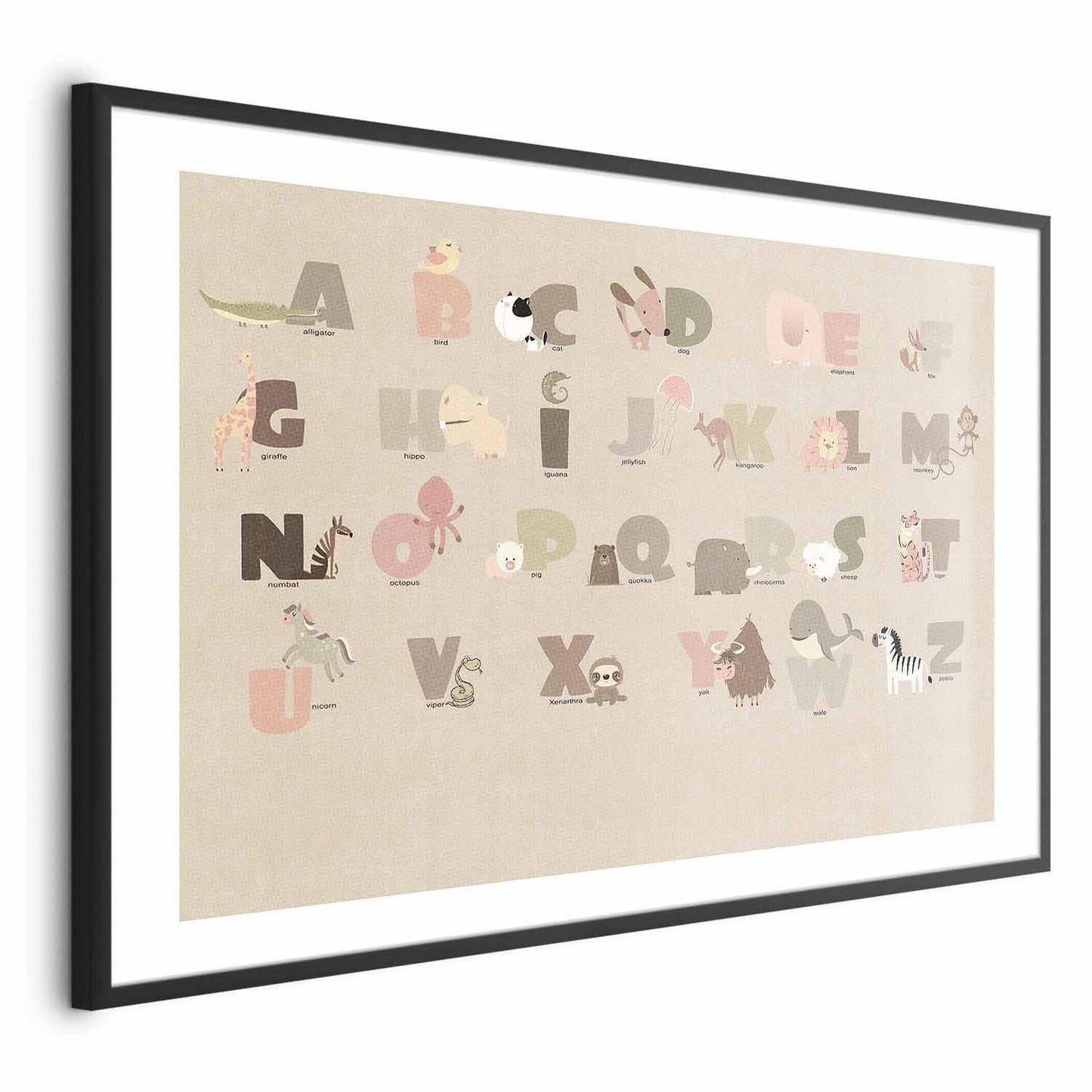 Poster - Beige Alphabet Artgeist