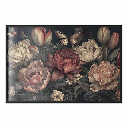 Poster - Flowers on a Turquoise Background