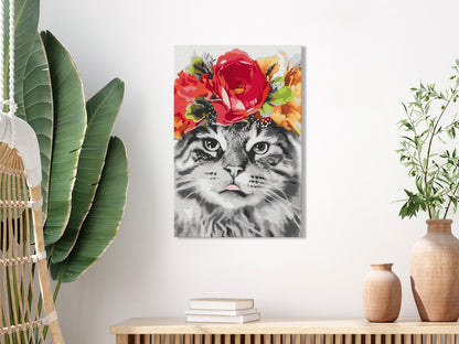 Malen nach Zahlen - Cat With Flowers