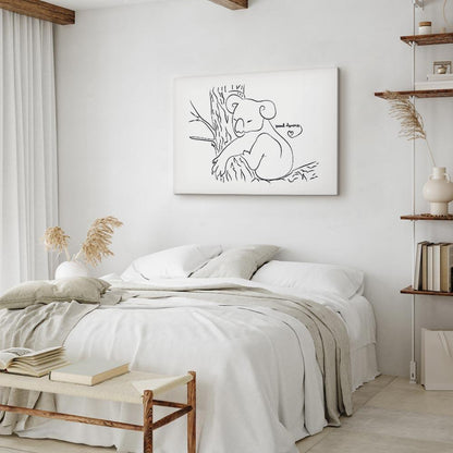 Leinwandbild - Quiet Charm of Nature (1-part) - Sleeping Koala in Black and White
