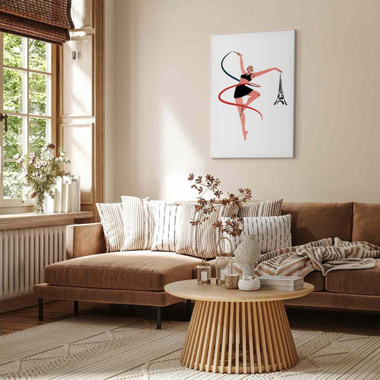 Leinwandbild - Rhythmic Gymnastics - Illustration of a Woman With a Ribbon Artgeist