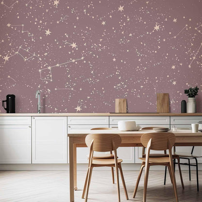 Fototapete - Night Sky - Artistic Constellations and Stars in Pastel Shades