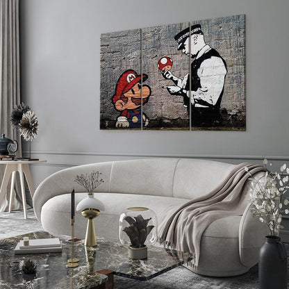 Leinwandbild - Super Mario Mushroom Cop by Banksy