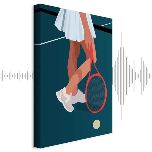 Leinwandbild - Female Tennis Player With a Red Racket on the Court - Graphics