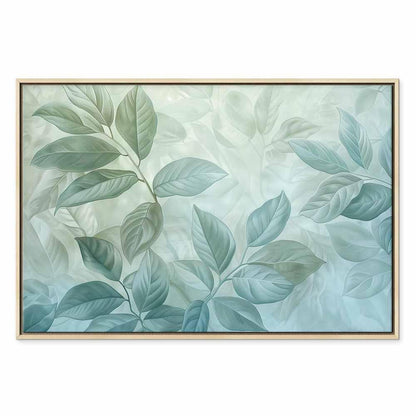 Leinwandbild - Large Leaves in Shades of Green-Mint: Botanical Motif