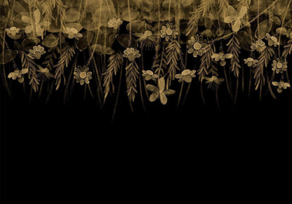Fototapete - Nature landscape - black abstract nature motif with flowers in sepia Artgeist