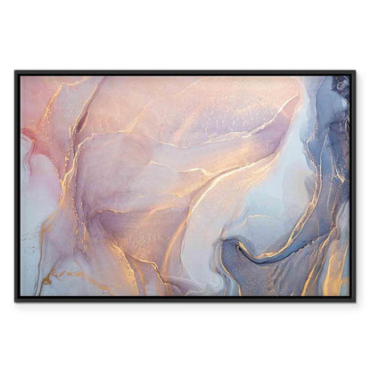 Leinwandbild - Pink and blue marble - abstract watercolour with gold accents