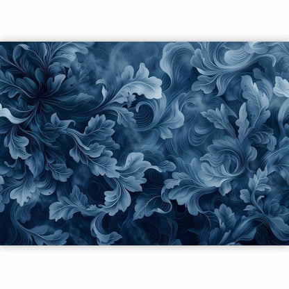Fototapete - Abstract Ornaments: Dark Blue Victorian Leaves Artgeist
