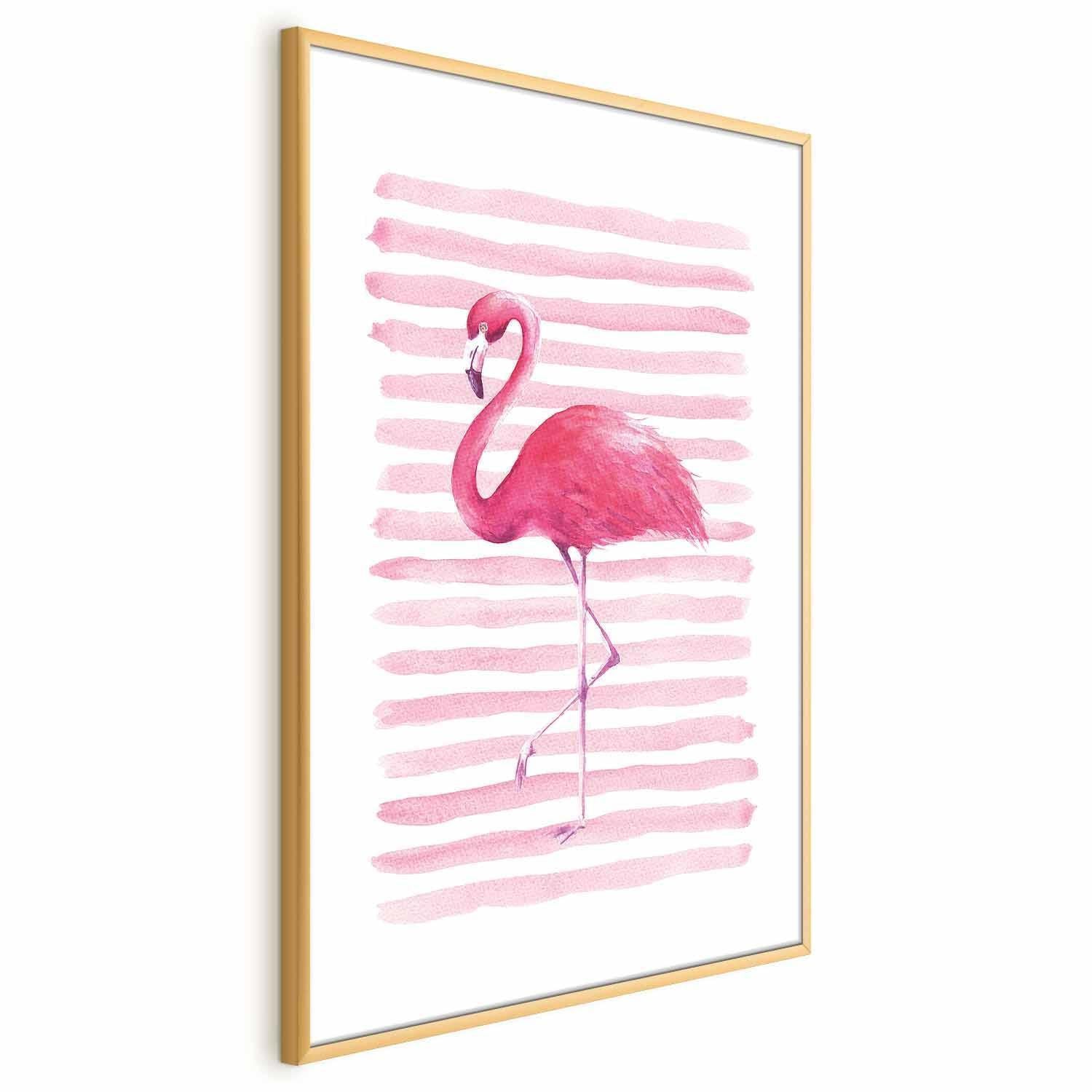 Poster - Flamingo and Stripes Artgeist
