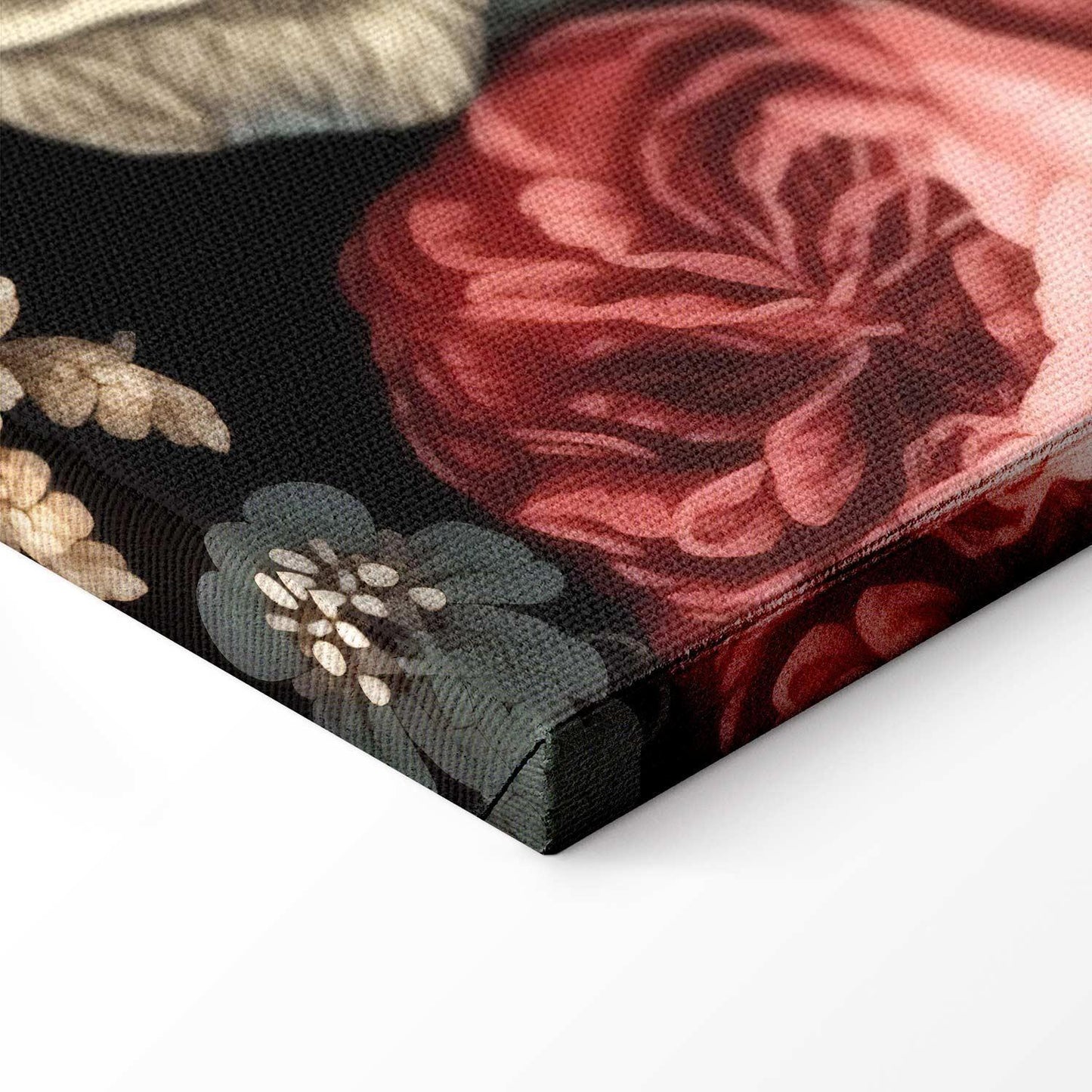 Leinwandbild - Colourful flowers on a black background