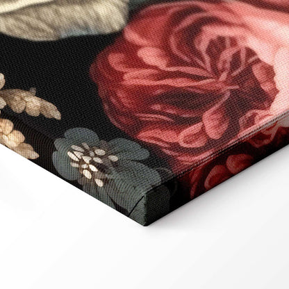 Leinwandbild - Colourful flowers on a black background