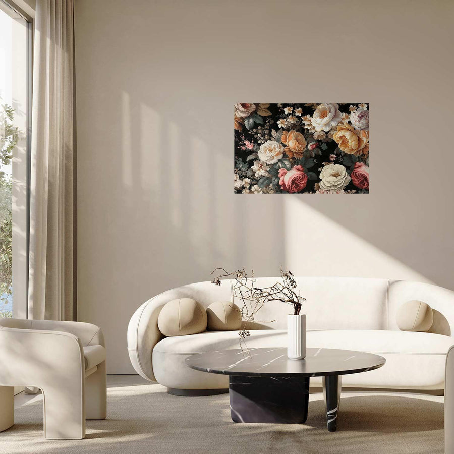 Poster - Colorful Flowers on a Black Background Artgeist