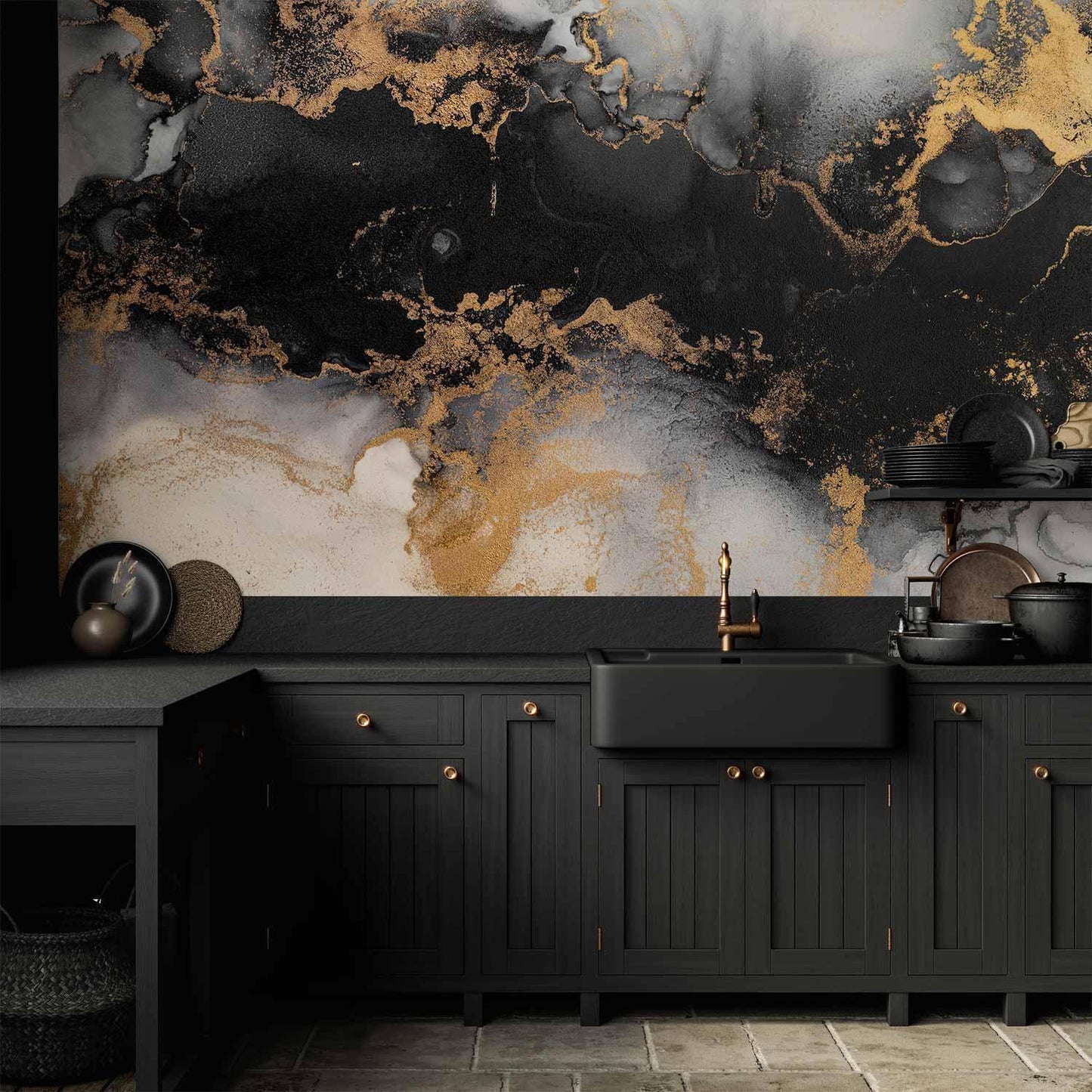 Fototapete - Gold Explosions - an Abstract Pattern Inspired by Marble