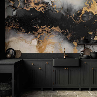 Fototapete - Gold Explosions - an Abstract Pattern Inspired by Marble