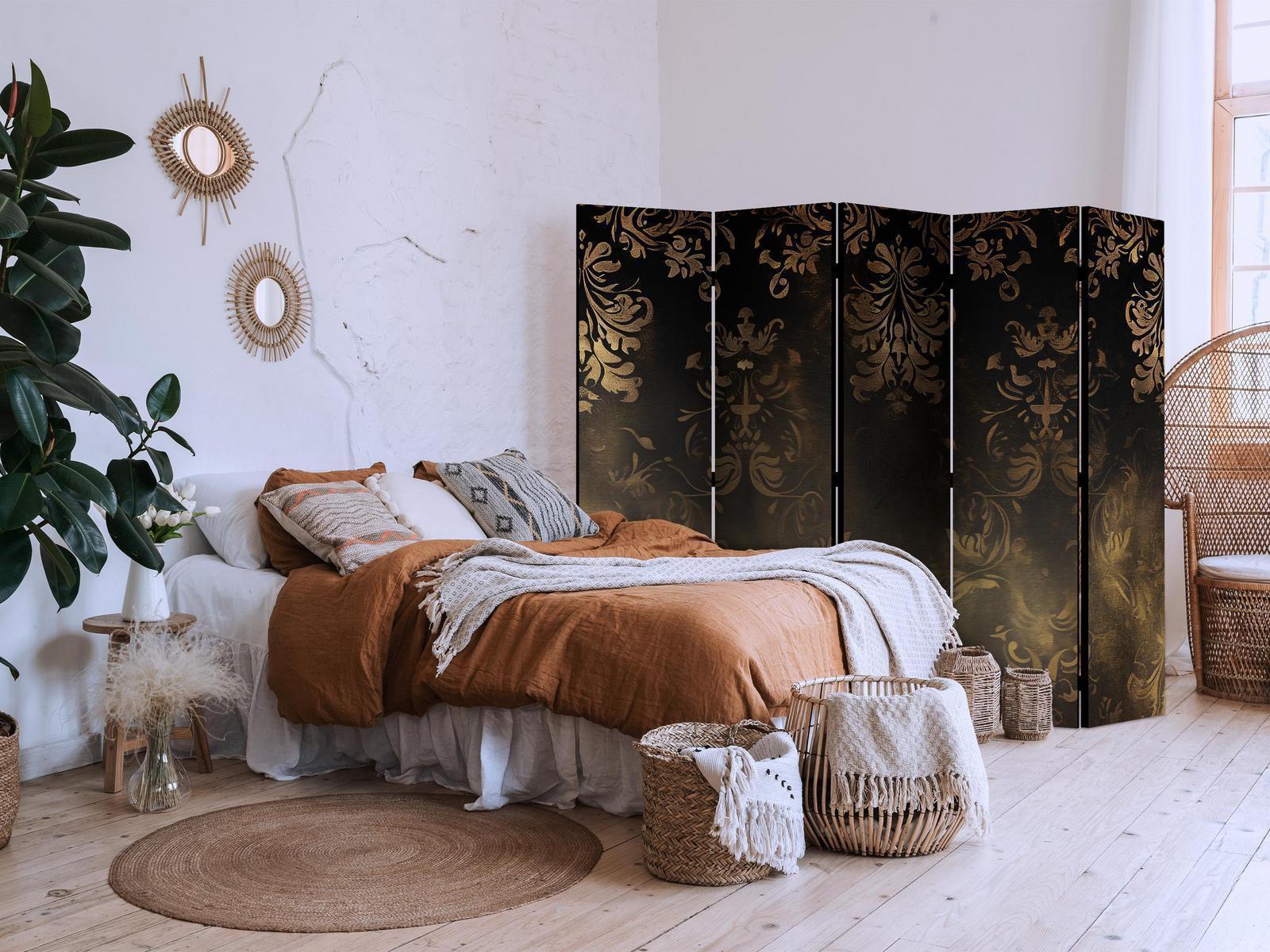 Paravent - Baroque Ornaments in Patinated Gold and Bronze - Retro Motif Artgeist