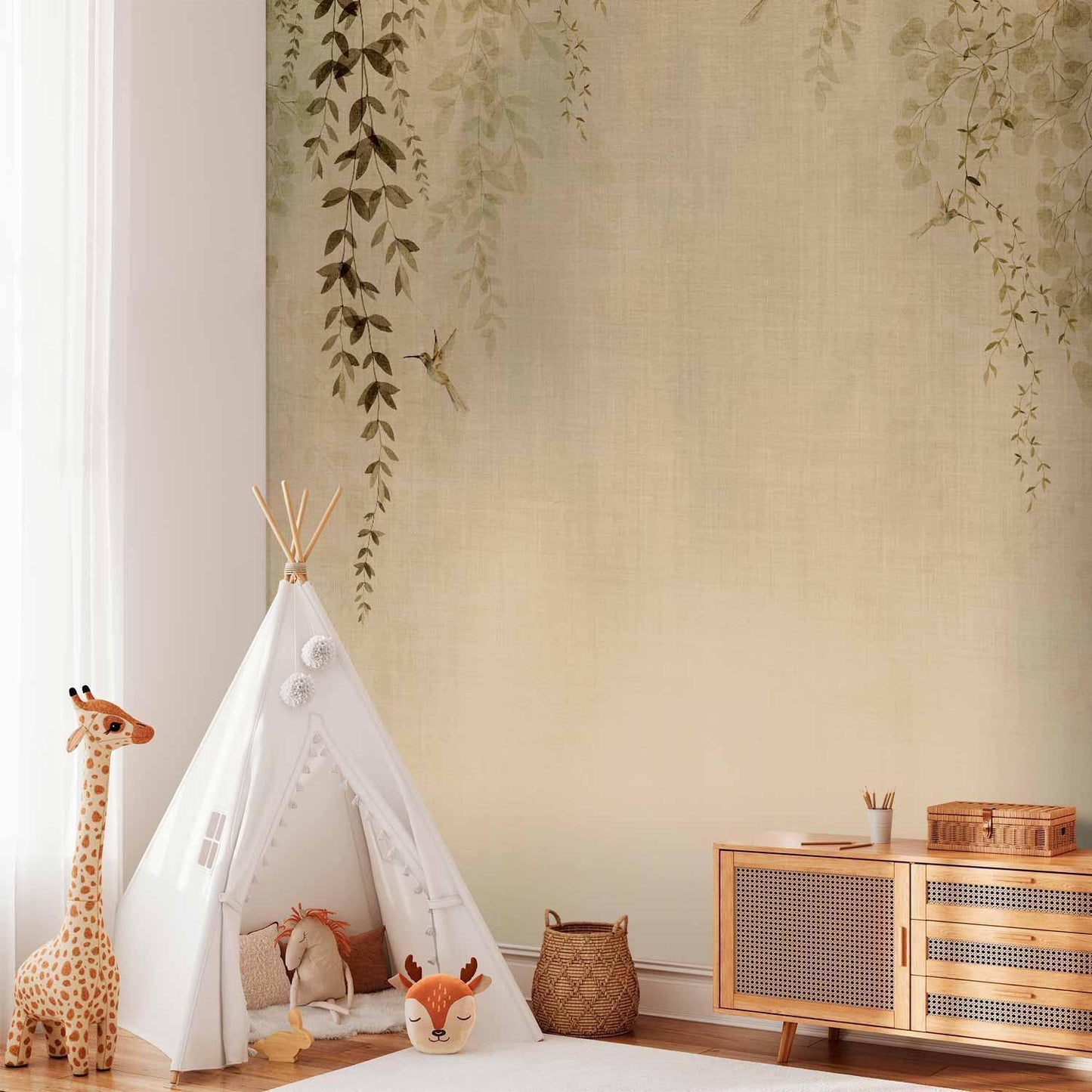 Fototapete - Beige Hummingbirds