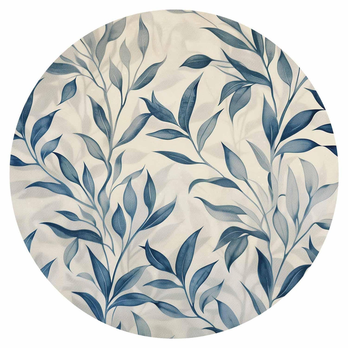 Runde Fototapete - Delicate botanical motif with blue leaves