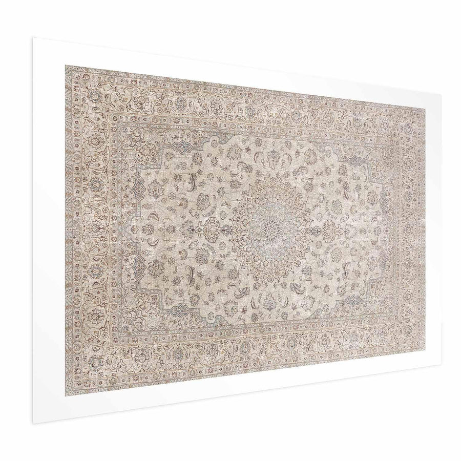 Poster - Sand Carpet - Worn Persian Rug with Rich Ornamental Motifs Artgeist