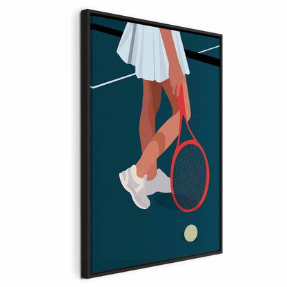 Leinwandbild - Female Tennis Player With a Red Racket on the Court - Graphics