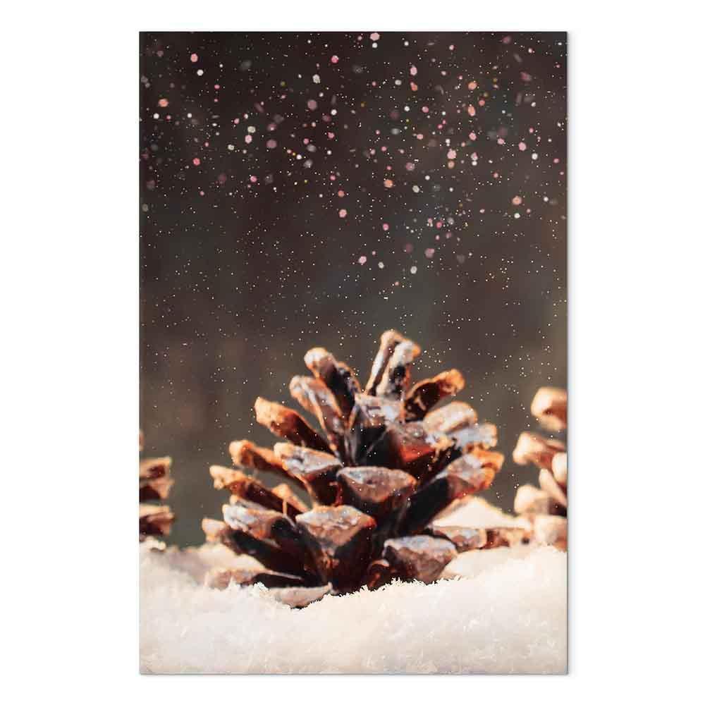 Leinwandbild - Winter Pine Cone (1 Part) Vertical
