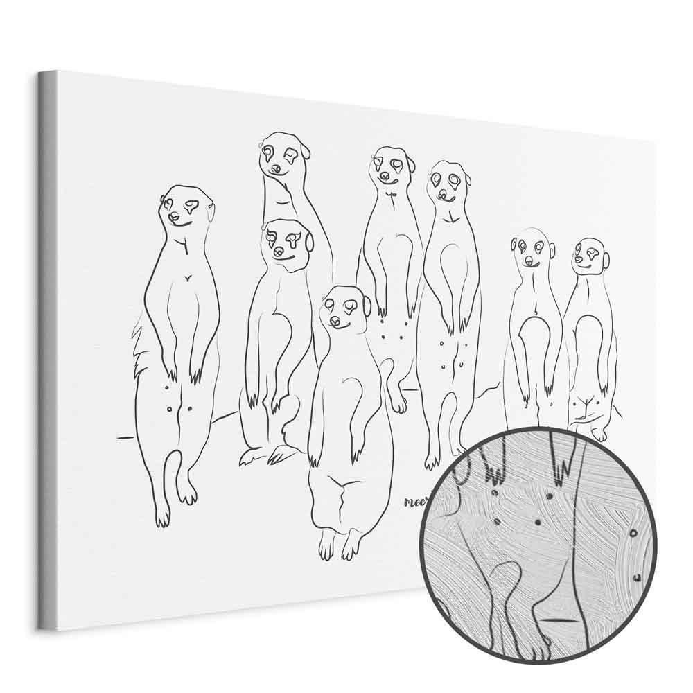 Leinwandbild - Animal Patrol (1-part) - Meerkats on Black and White Background