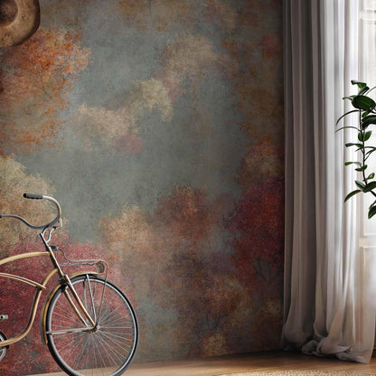 Fototapete - Nature in autumn - landscape of autumn trees in painted retro style