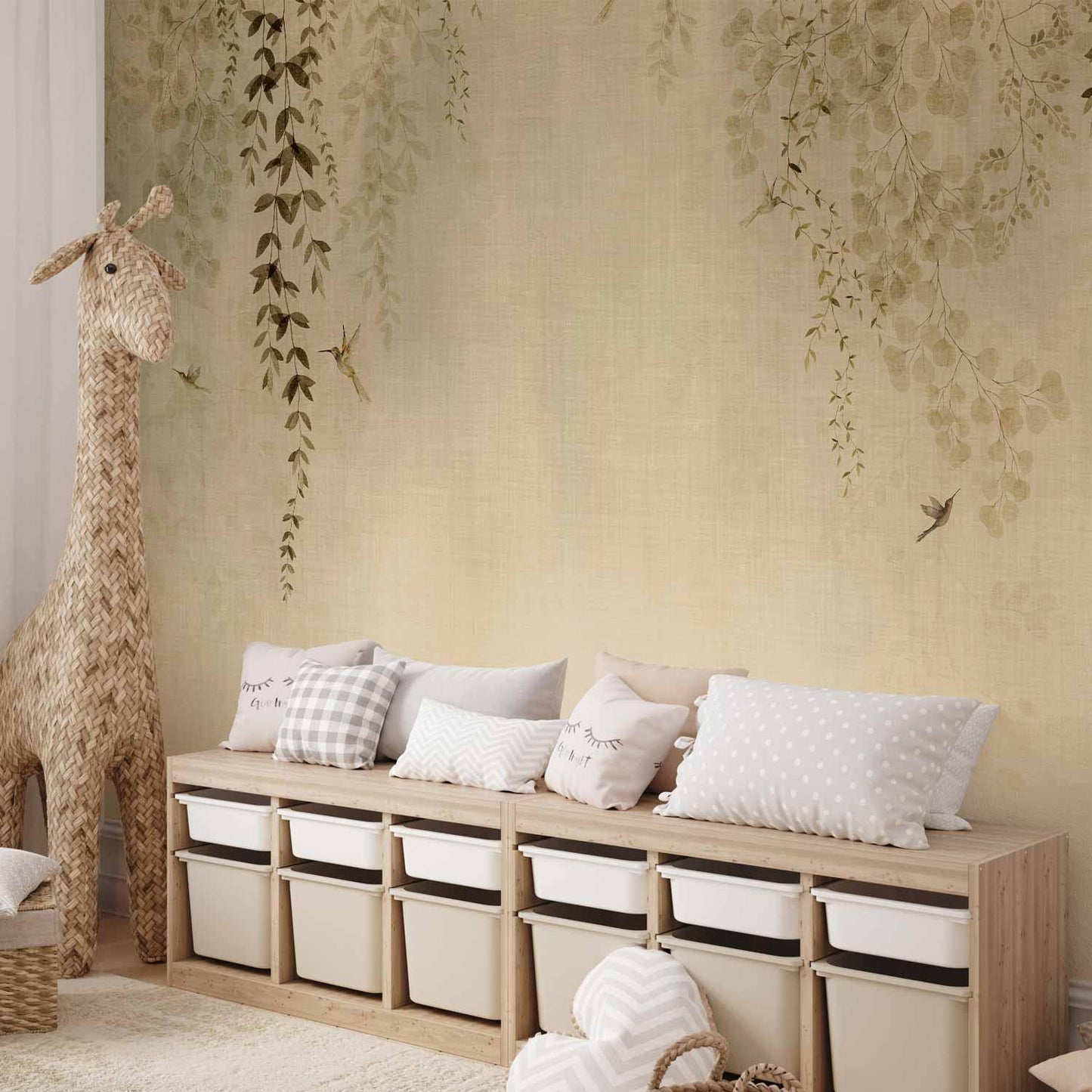 Fototapete - Beige Hummingbirds