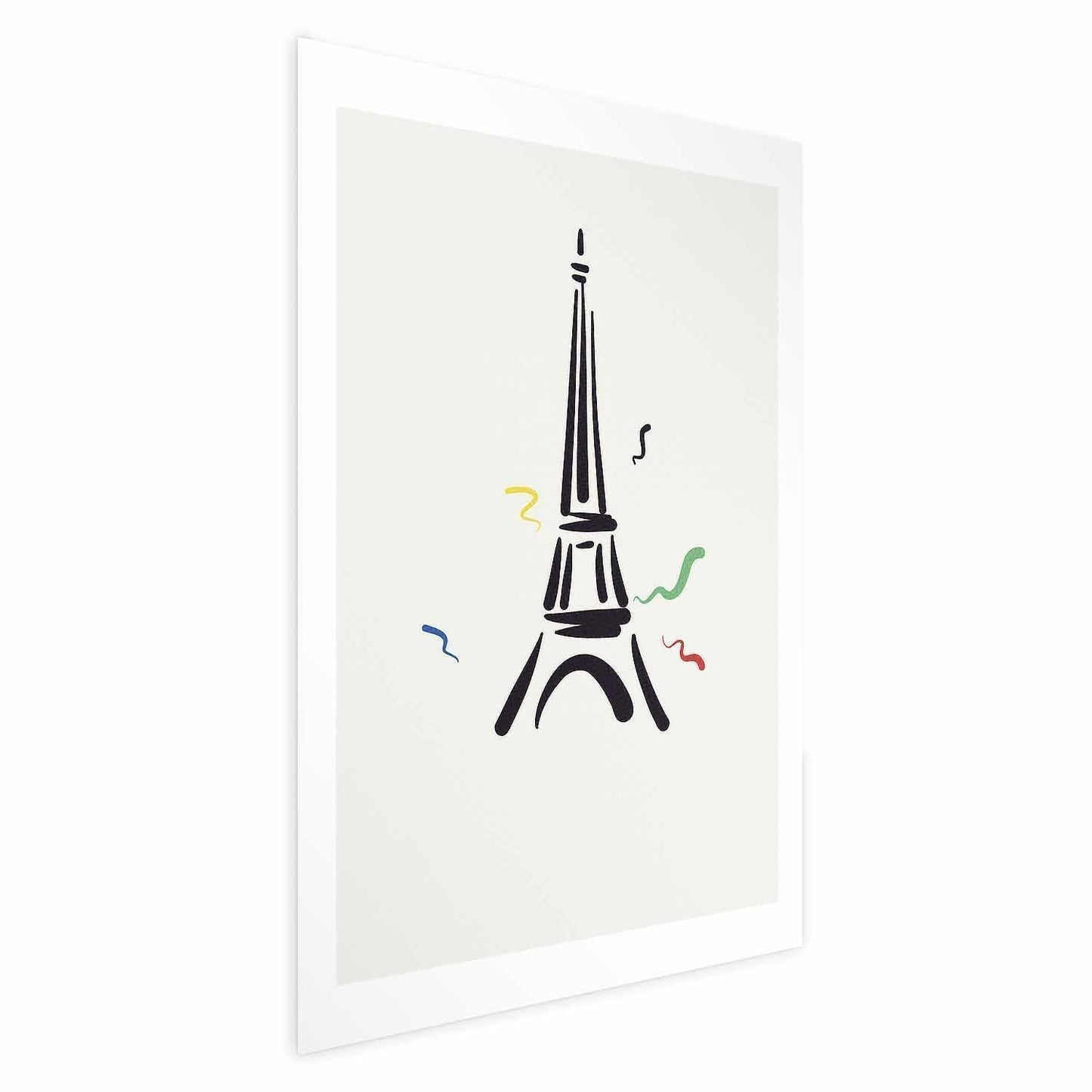 Poster - Black Illustration of the Eiffel Tower on a Light Background Artgeist