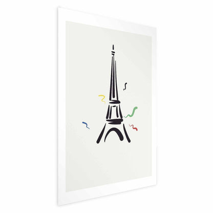 Poster - Black Illustration of the Eiffel Tower on a Light Background Artgeist