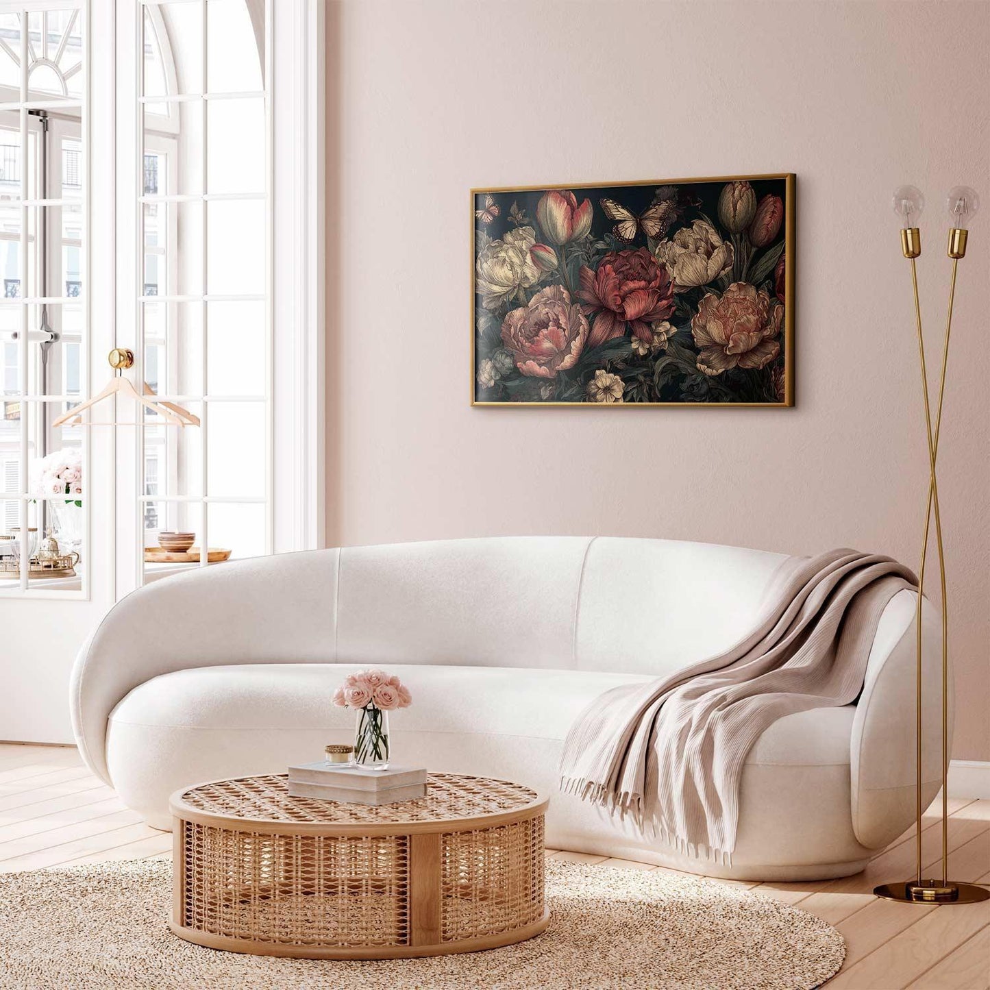 Poster - Flowers on a Turquoise Background