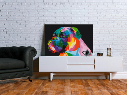 Wandbild zum Ausmalen - Bunter Boxer mit Leinwand und Farben