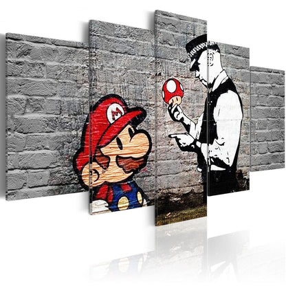 Leinwandbild - Super Mario Mushroom Cop (Banksy)
