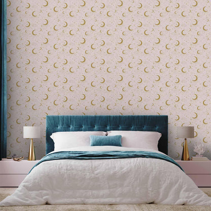 Tapete - Moonlit Nights - Delicate Moons and Clouds in a Warm Tone