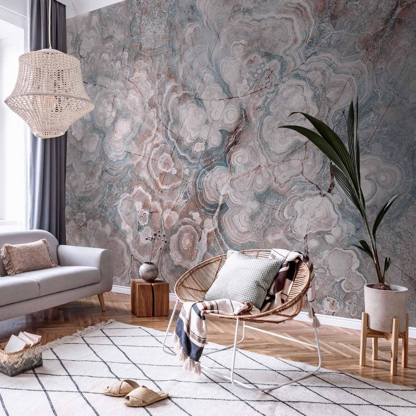 Fototapete - Marble Flowers - Natural Stone Structures in Pastel Colours Artgeist
