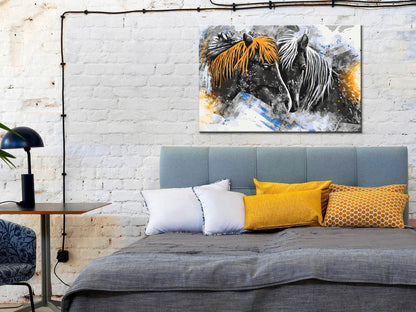 Malen nach Zahlen - Black and Yellow Horses